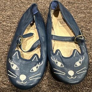 Blue Cat Face Leather GAP Mary Jane strappy Shoes flats Little toddler girl Sz 8